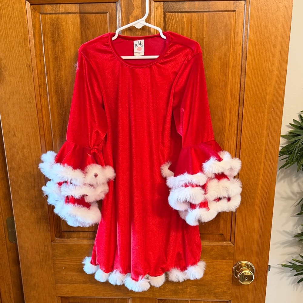 Holiday Red and White Kids Dress - Picture 1 of 3